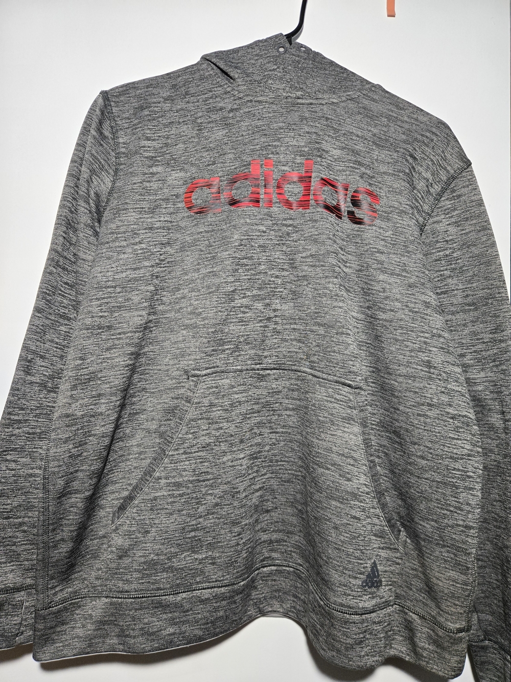 adidas Men’s Gray Crewneck Sweatshirt with Red Logo
